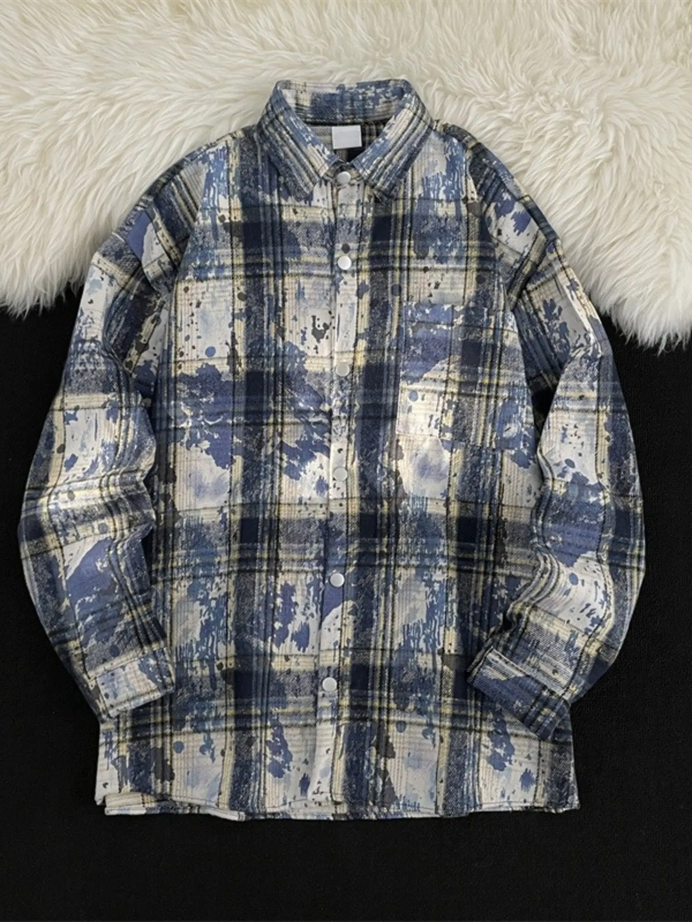 Men's Plus Size Plaid Button Up Casual Shacket