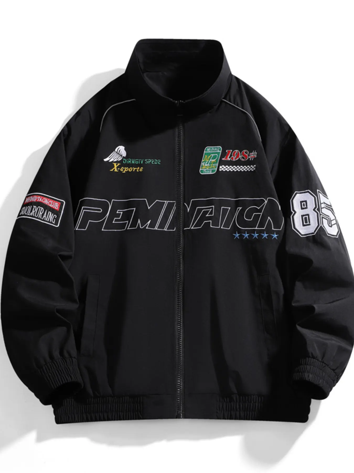 Men's Racing-Inspired Zip Up Bomber Jacket