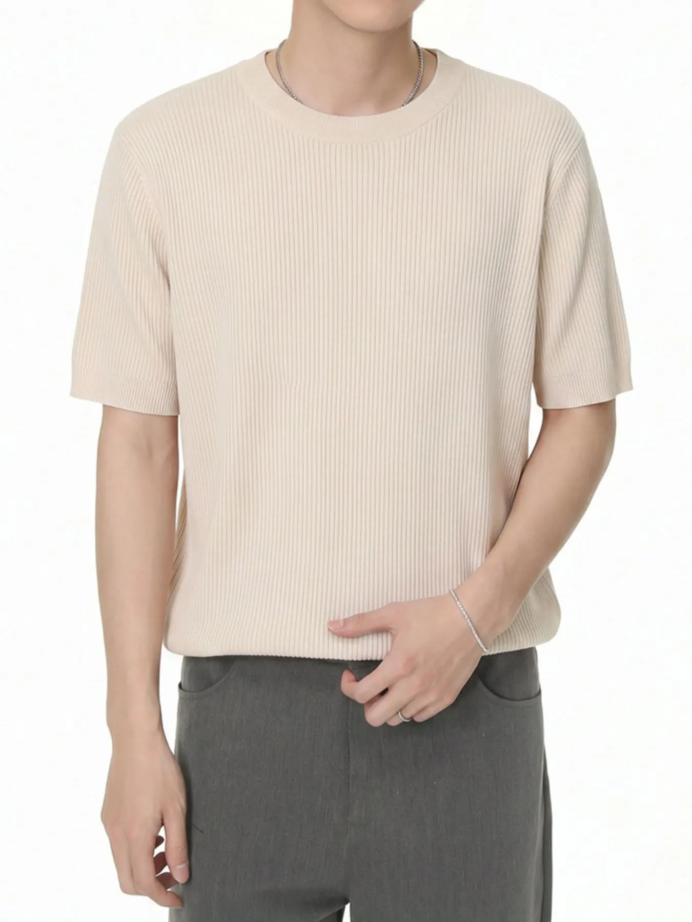 Men's Ribbed Knit Short Sleeve T-Shirt